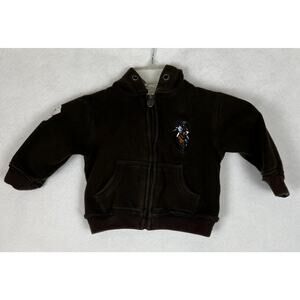 Polo Ralph Lauren Big Pony Toddler Full Zip Hoodie Size 18M Brown Sleeve Numbers
